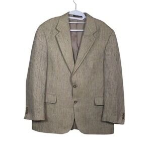 Croft & Barrow Sport Coat Mens 42R Tan Herringbone Silk Lined